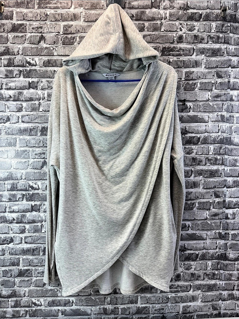 Athleta Purana Wrap Sweatshirt Hooded Tunic Gray Medium